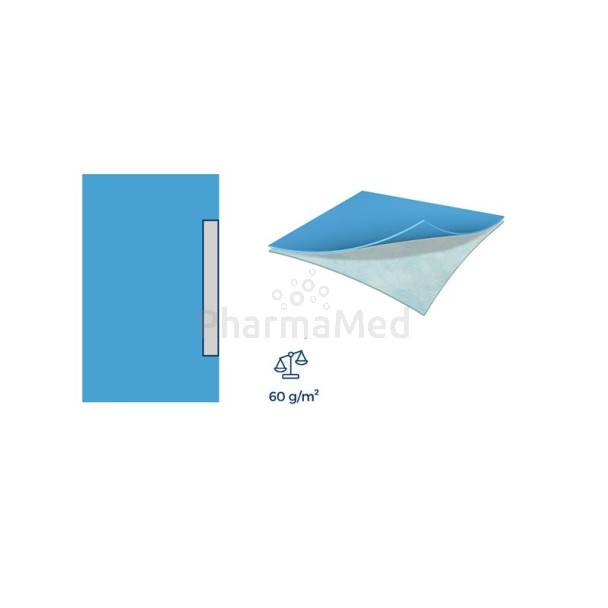 Champ chirurgical 2 plis 100x150cm avec bords adhésifs - 25pc