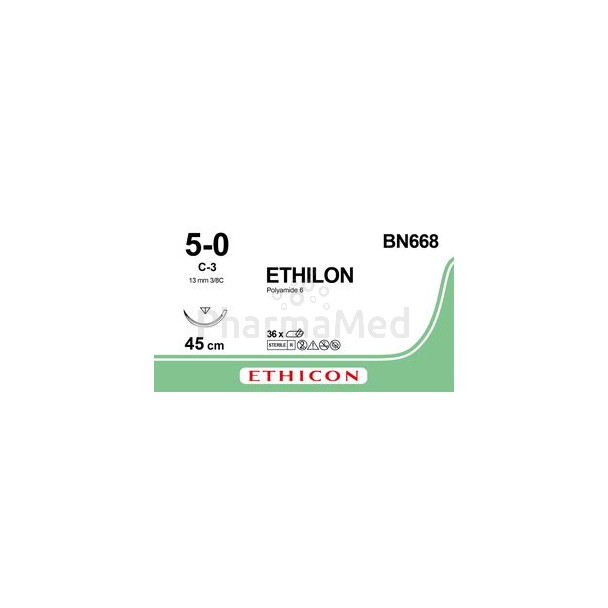 ETHILON 5/0 BN668 USP C-3 45cm Noir - 36fils