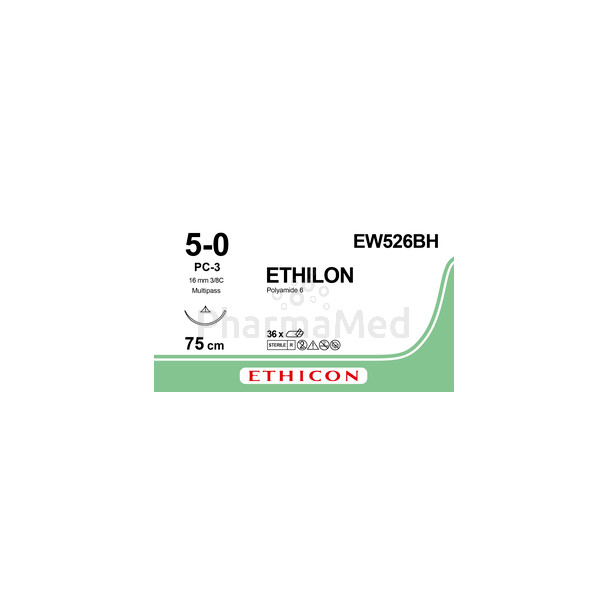 ETHILON 5/0 Black PC-3 75cm EW526BH 36 fils