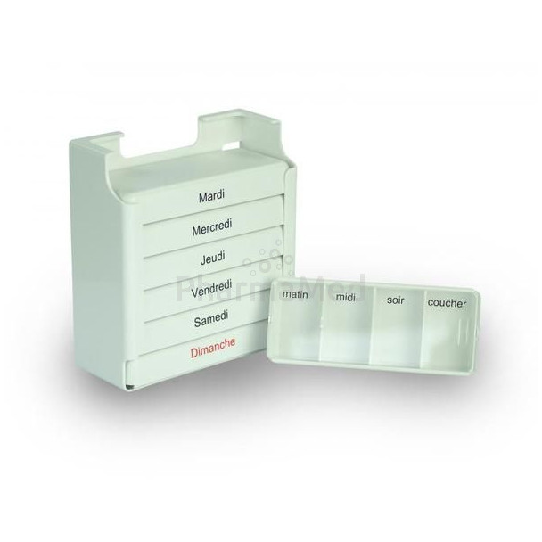 Pilulier hebdo tiroirs MEDI7 blanc (1pc)