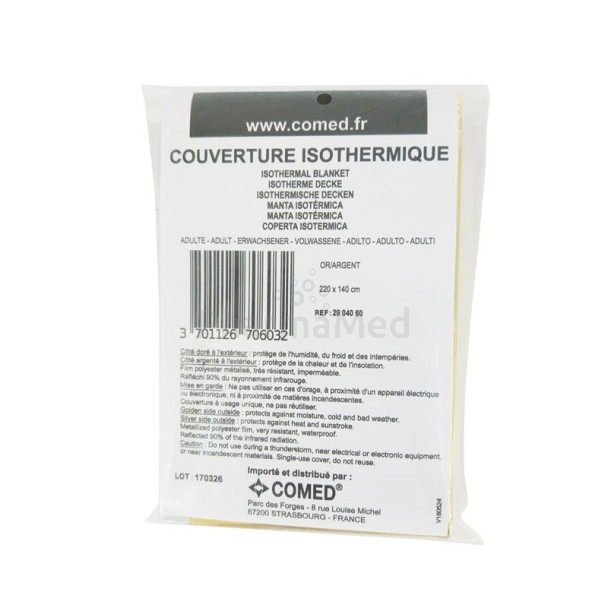 Couverture de survie isothermique - 210x160cm- 1pc