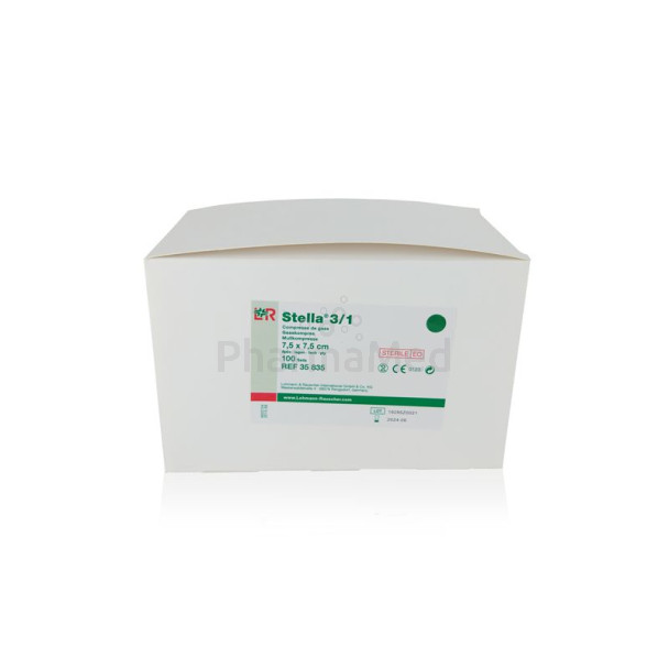 Compresses gaze Stériles L&R - 7,5x7,5cm - 100x1pc