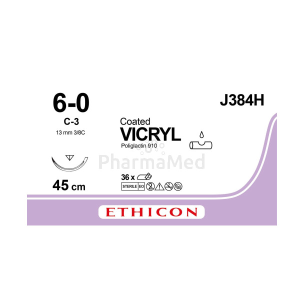 VICRYL 6/0 Coated J384H C-3 45cm - 36draden