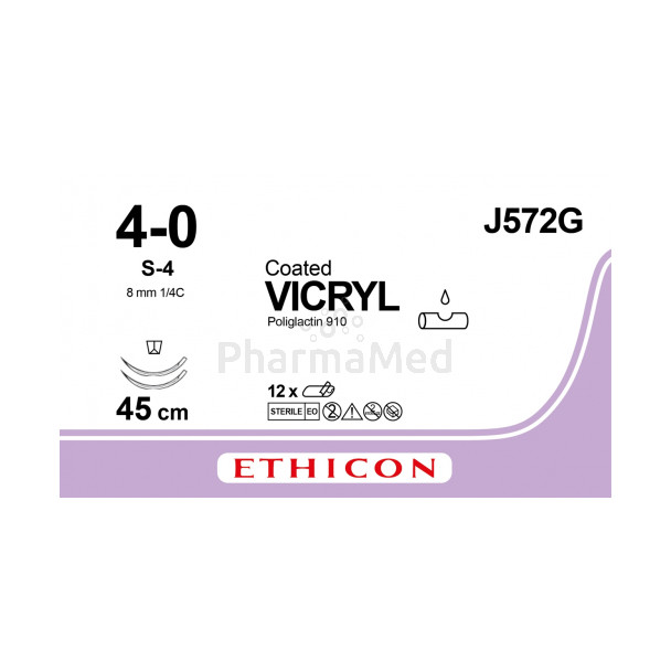 VICRYL 4/0 Coated J572G S-4 45cm - 12draden