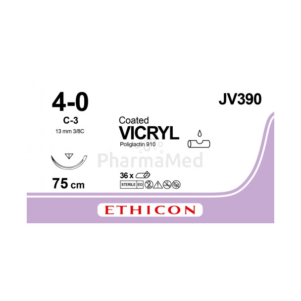 VICRYL 4/0 Coated JV390 C-3 75cm - 36draden