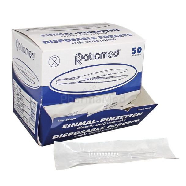 RATIOMED Pince disposable stérile 12.5cm - 50pc
