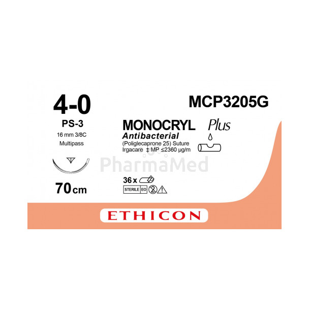 MONOCRYL 4/0 Plus MCP3205G PS-3 70cm - 12fils