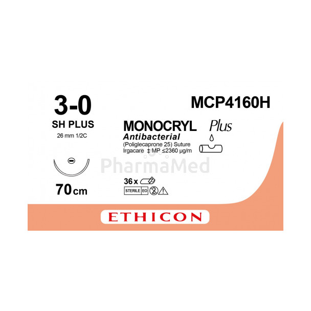 MONOCRYL 3/0 Plus MCP4160H SH 70cm - 36draden