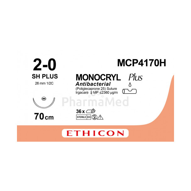 MONOCRYL 2/0 Plus MCP4170H SH 70cm - 36fils