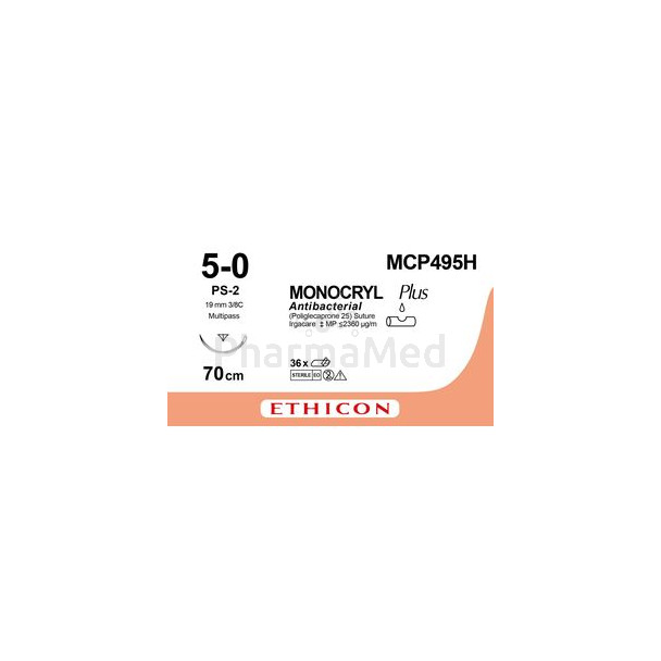 MONOCRYL+ 5/0 MCP495H PS-2 70cm 3/8 - 36fils