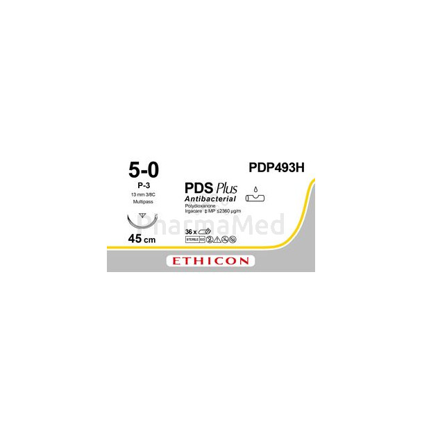 ETICON PDS+ II 5/0 PDP493H P-3 Antibactérien - 36fils
