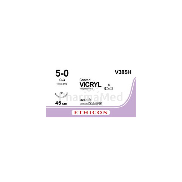 VICRYL 5/0 V385H 3-8 SN13 45cm Kleurloos - 36draden