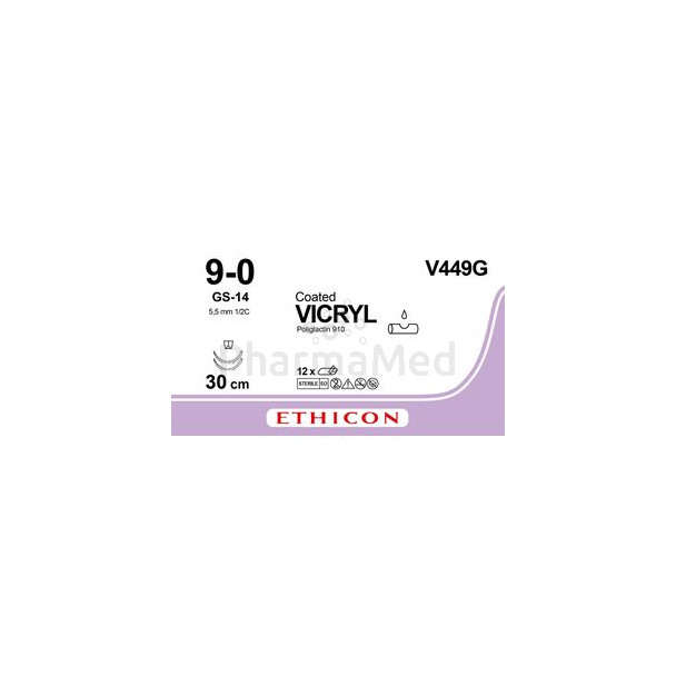 VICRYL 9/0 V449G 30cm 2xGS-14 Violet - 12draden