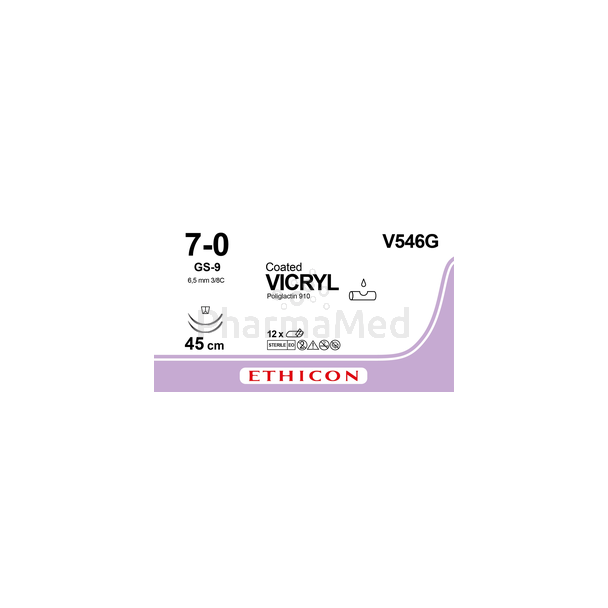 Vicryl USP7-0 V546G 2xGS-9 45cm - 12 fils