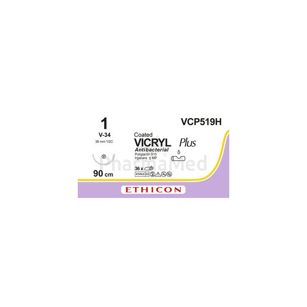 VICRYL PLUS 1 VCP519H V-34 90cm - 36draden