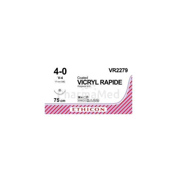 VICRYL RAPID 4/0 VR2279 V-4 75cm Kleurloos - 36draden
