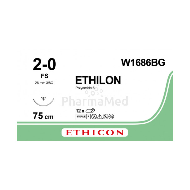 ETHILON 2/0 W1686BG FS 75cm - 12draden