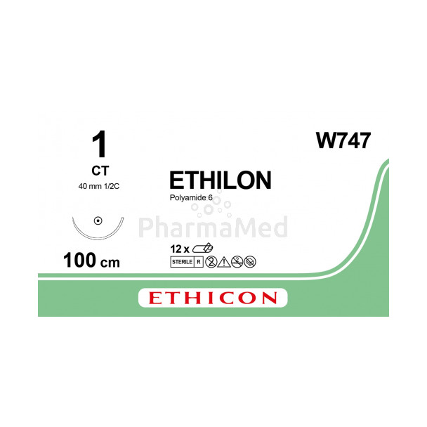 ETHILON W747 CT 1 100cm - 12draden