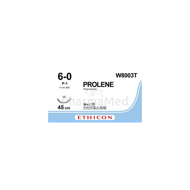 ETHICON PROLENE 6/0 W8003T P-1 45cm Bleu - 24fils