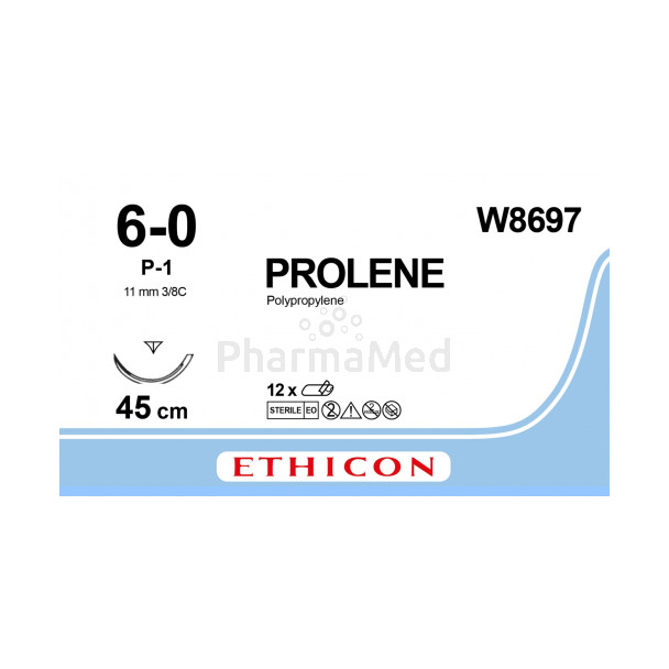 PROLENE 6/0 W8697 P-1 45cm - 12draden