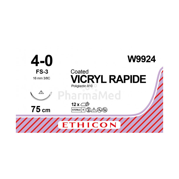 VICRYL RAPID 4/0 W9924 FS-3 75cm - 12draden