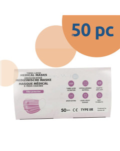 Masques chirurg. roses Type IIR Adulte (50pc)