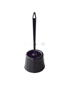 Brosse wc + support noir - modèle rond - 1pc