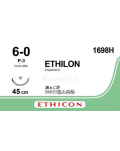 ETHILON 6/0 P-3 Prime 3/8 M0.7 45cm Noir - 36fils