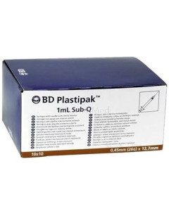 Seringue 1ML BD Sub-Q + aiguille 26G 1/2" - 100pc