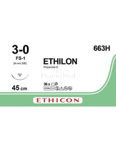 ETHILON 3/0 FS-1 3/8 663H 45cm Zwart - 36draden