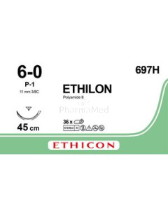 ETHILON 6/0 P-1 Prime 3/8 697H 45cm Noir - 36fils