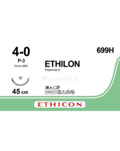 ETHILON 4/0 USP 45cm P-3 13mm 3/8 Noir - 36fils