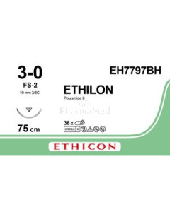 ETHILON 3/0 EH7797BH USP FS-2 75cm Zwart - 36draden