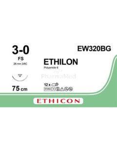 ETHILON 3/0 EW320BG 26mm 3/8 75cm Noir - 12fils