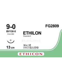 ETHILON 9/0 FG2809 13cm BV-130-5 Noir - 12fils