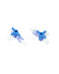 Driewegkraan steriel Luer Lock blauw - 1st