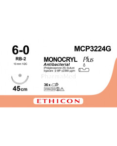 MONOCRYL 6/0 Plus MCP3224G RB-2 45cm - 36fils