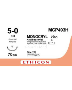 MONOCRYL+ 5/0 MCP493H P-3 70cm 3/8 - 36fils