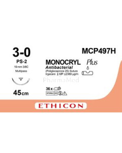 MONOCRYL+ USP3/0 MCP497H PS-2 3/8 Cir 45cm - 36fils
