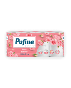 Papier toilette Pufina 3 plis parfum rose - 7 x 8 rlx