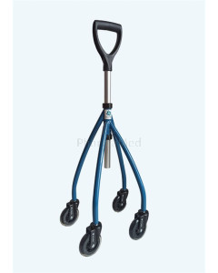 WHEELEO Canne quadripode à roulette Bleu