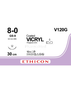VICRYL 8/0 Coated V120G GS-9 30cm - 12draden