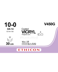 VICRYL 10/0 Coated V450G GS-14 30cm - 12draden
