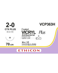 VICRYL PLUS 2/0 VCP363H CTX 27in- 36draden