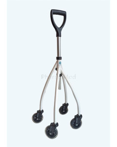 WHEELEO Canne quadripode à roulette Blanche