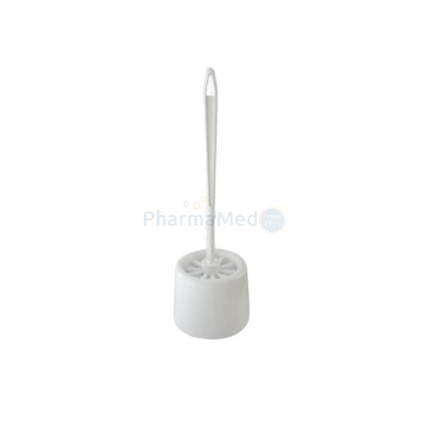Brosse wc + support - modèle rond - Blanc - 1pc