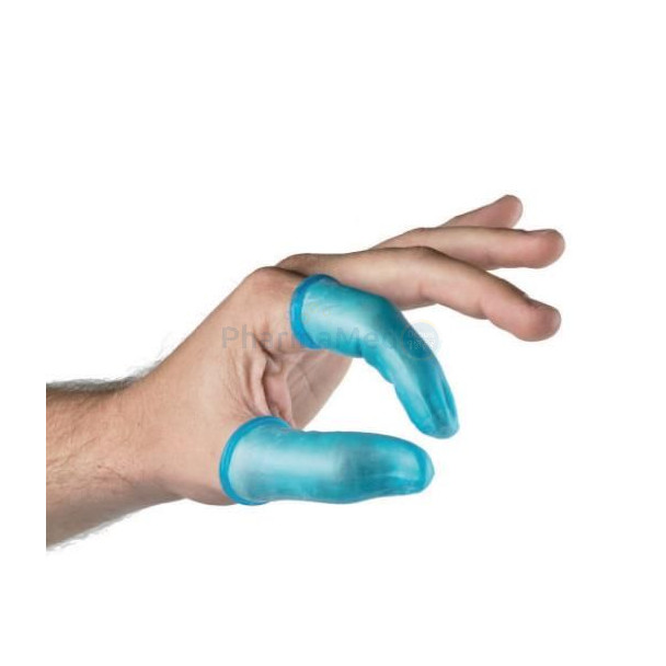 Doigtiers en caoutchouc bleu - 50pcs