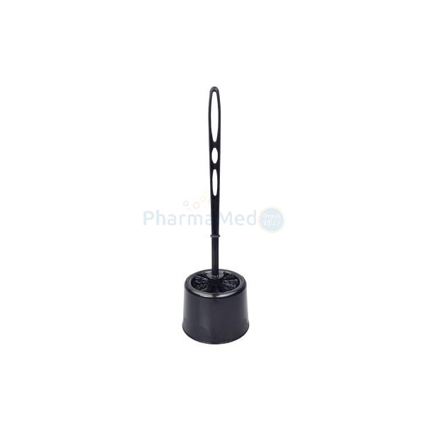 Brosse toilette avec support noir - 1pc