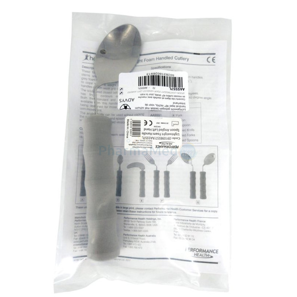 Gebogen lepel voor linkshandigen met schuimrubberen handvat