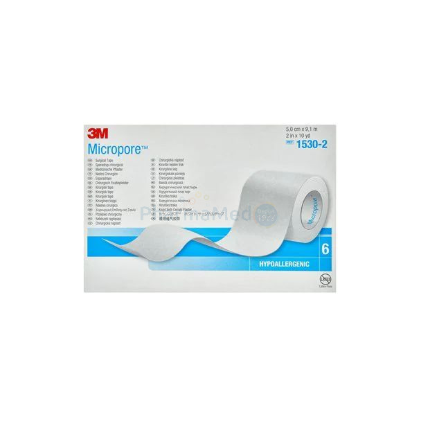 MICROPORE sparadraps microporeux - 9,14mx5cm - 6 rouleaux